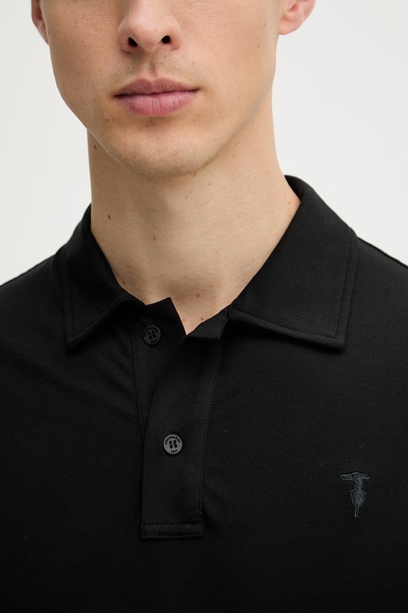Trussardi polo pentru bărbați, cu amestec de mătase G5098000140N negru