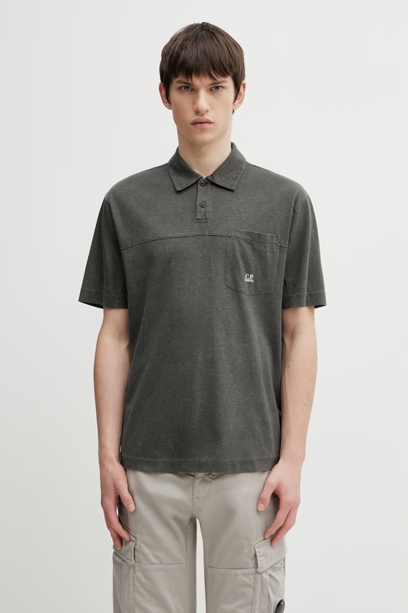 C.P. Company cotton polo shirt plain gray 20CMPL201A110643P