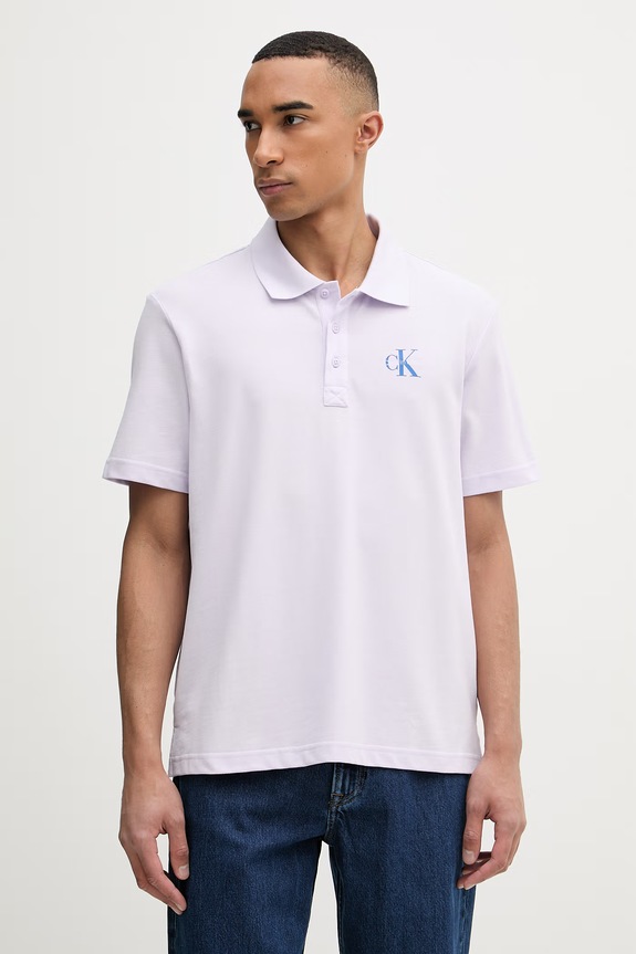 Calvin Klein Jeans polo męskie bawełniane fioletowy LV04RF209G