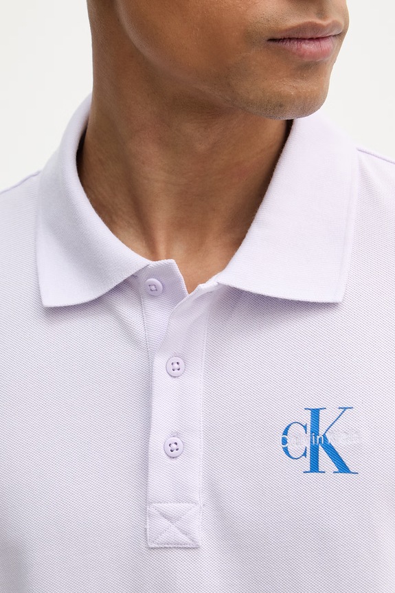 Calvin Klein Jeans polo męskie bawełniane LV04RF209G fioletowy