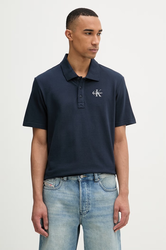 Calvin Klein Jeans polo męskie bawełniane granatowy LV04RF209G