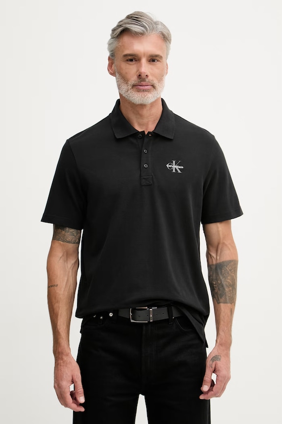 Calvin Klein Jeans polo pánské bavlněné černá LV04RF209G