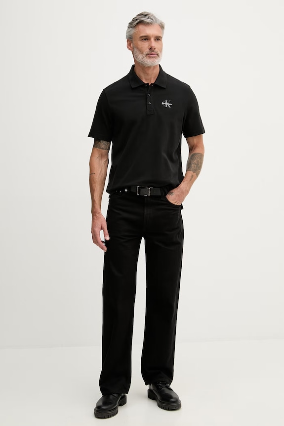 Calvin Klein Jeans polo pánské bavlněné LV04RF209G černá SS26
