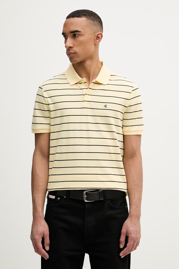 Calvin Klein Jeans polo pánské bavlněné žlutá LV04RF216G