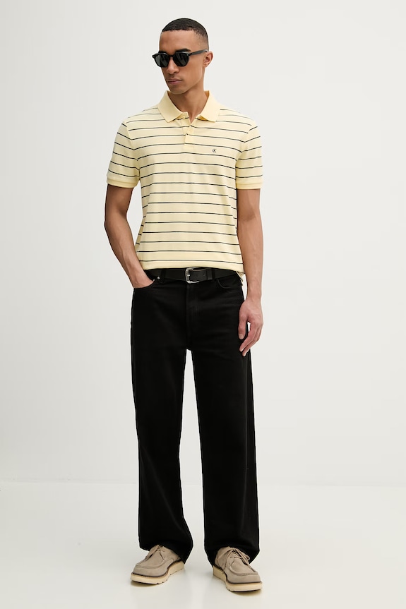 Calvin Klein Jeans polo pánské bavlněné LV04RF216G žlutá SS26