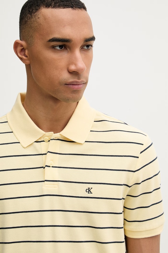 Calvin Klein Jeans polo pánské bavlněné žlutá LV04RF216G