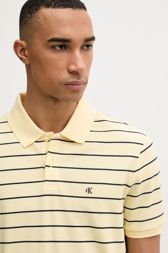 Calvin Klein Jeans polo pánské bavlněné žlutá LV04RF216G