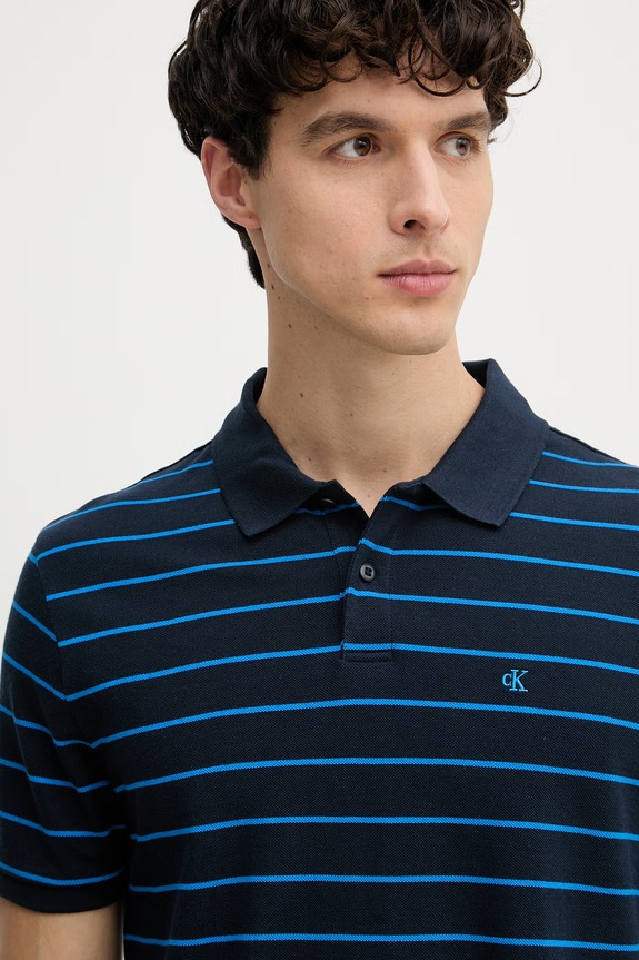 Calvin Klein Jeans πόλο Ανδρικό βαμβακερό μπλε LV04RF216G