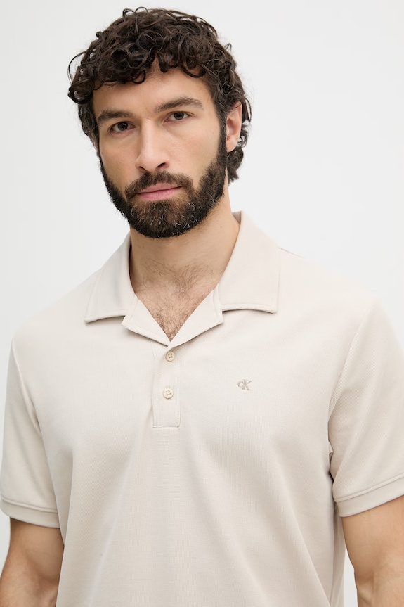 Calvin Klein Jeans polo pentru bărbați, cu bumbac bej LV04RF205G