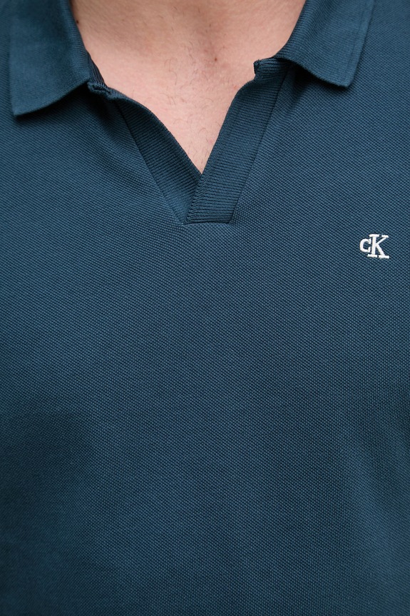 Calvin Klein Jeans polo pánské bavlněné LV04RF215G tyrkysová