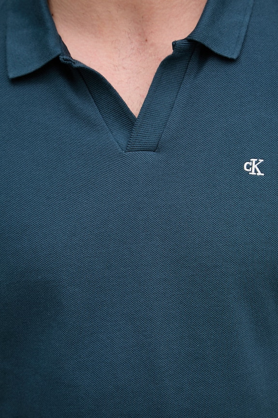 Calvin Klein Jeans polo pánské bavlněné LV04RF215G tyrkysová