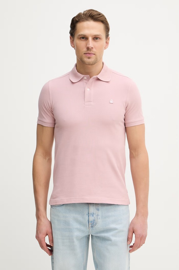 United Colors of Benetton polo de bumbac slim roz 3089J3179.