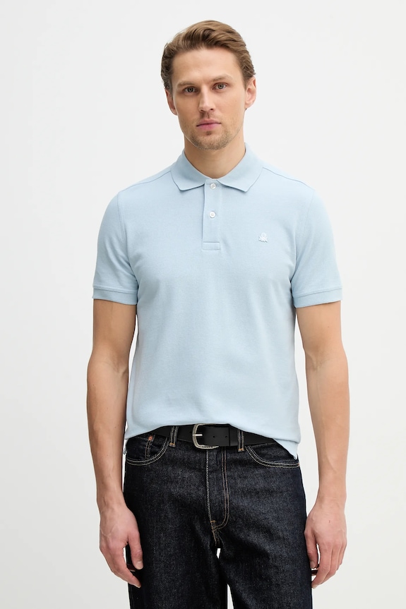 Bavlnené polo tričko United Colors of Benetton slim modrá 3089J3179.