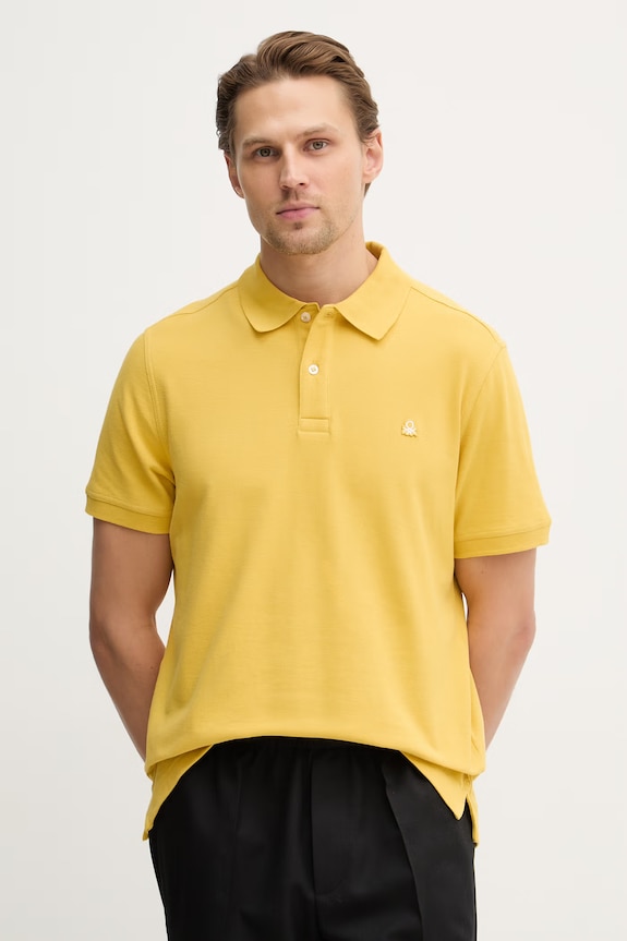 United Colors of Benetton polo de bumbac slim galben 3089J3179.