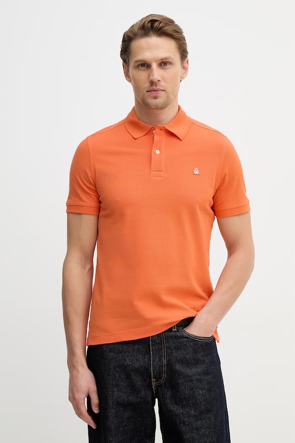 Bavlnené polo tričko United Colors of Benetton slim oranžová 3089J3179.