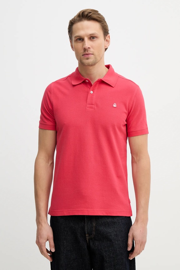 Bavlnené polo tričko United Colors of Benetton slim červená 3089J3179.