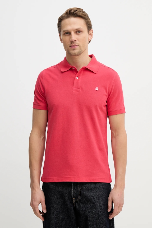 Bavlnené polo tričko United Colors of Benetton slim červená 3089J3179.