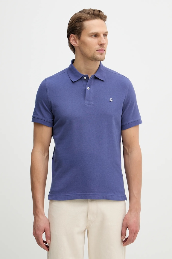 United Colors of Benetton polo de bumbac slim bleumarin 3089J3179.