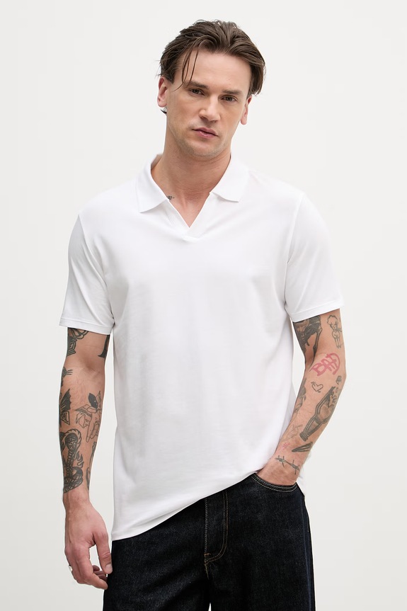 Lindbergh polo pentru bărbați, din bumbac cu elastan alb 30.404036A