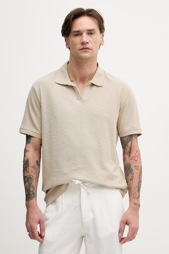 Lindbergh polo męskie bawełniane beżowy 30.404267
