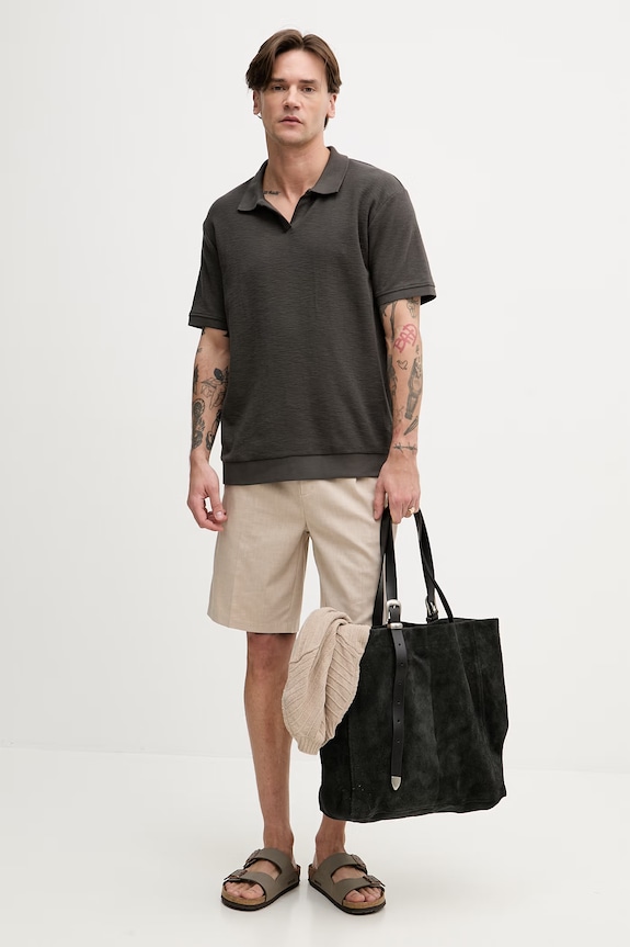 Lindbergh polo męskie bawełniane 30.404267 brązowy SS26