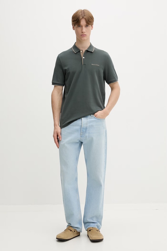 Marc O'Polo polo męskie bawełniane 5000012673 zielony SS26