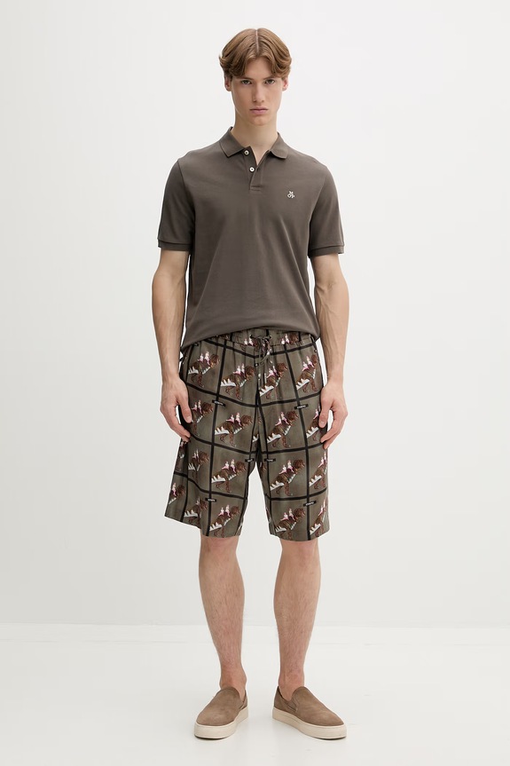 Marc O'Polo polo męskie bawełniane 5000012674 brązowy SS26