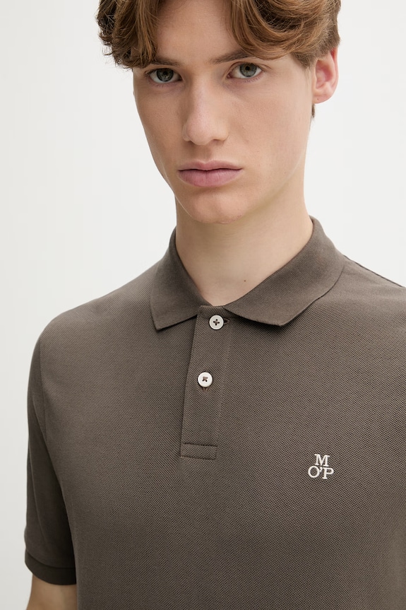 Marc O'Polo polo męskie bawełniane brązowy 5000012674