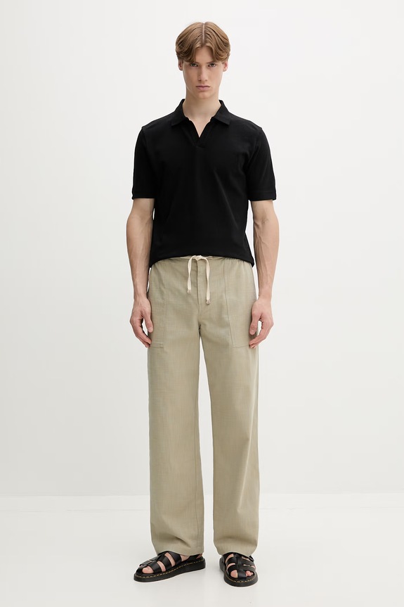 Marc O'Polo polo męskie z dodatkiem lnu 5000012676 czarny SS26