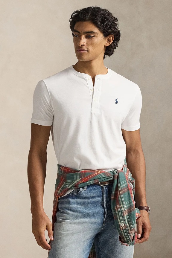 Βαμβακερό μπλουζάκι Polo Ralph Lauren κανονικό λευκό 710964485