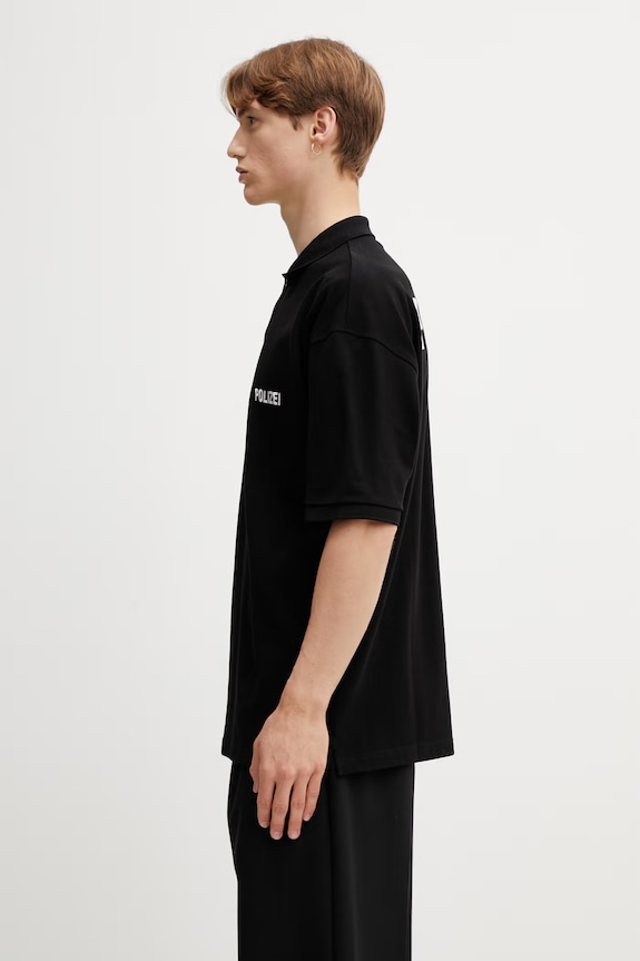Vetements Polizei polo pentru bărbați din bumbac ME76PO226B negru SS26