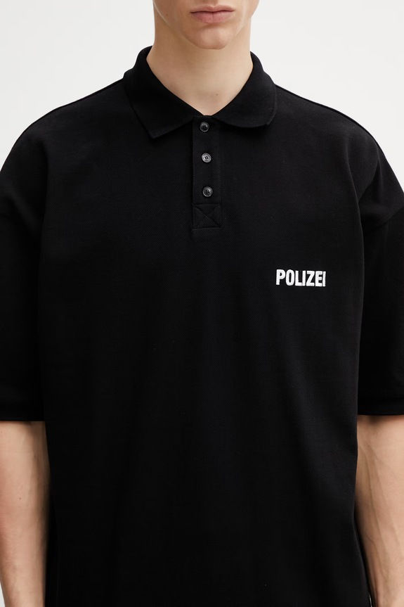 Vetements Polizei polo pentru bărbați din bumbac negru ME76PO226B
