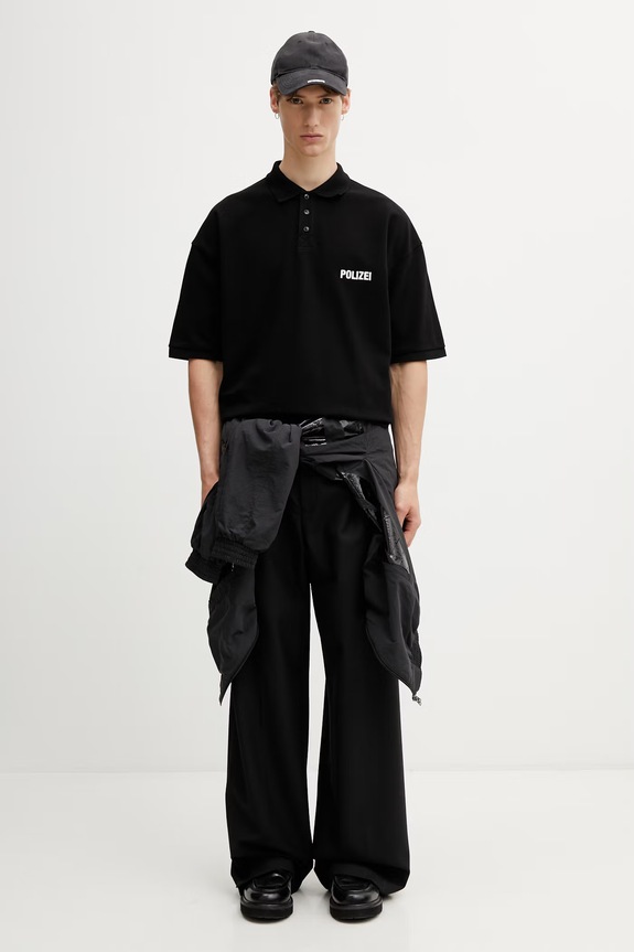 Vetements Polizei polo pentru bărbați din bumbac ME76PO226B negru