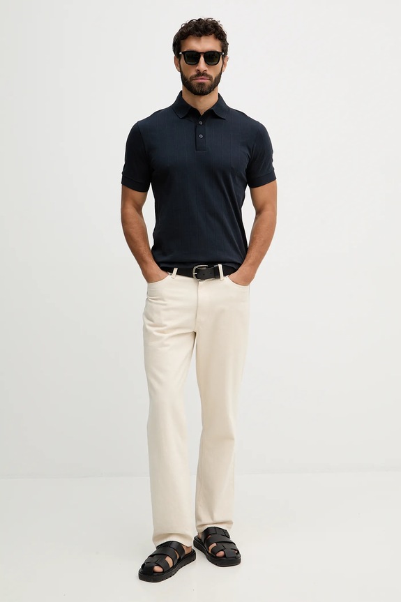 Βαμβακερό μπλουζάκι πόλο Lindbergh 30.404062 σκούρο μπλε SS26