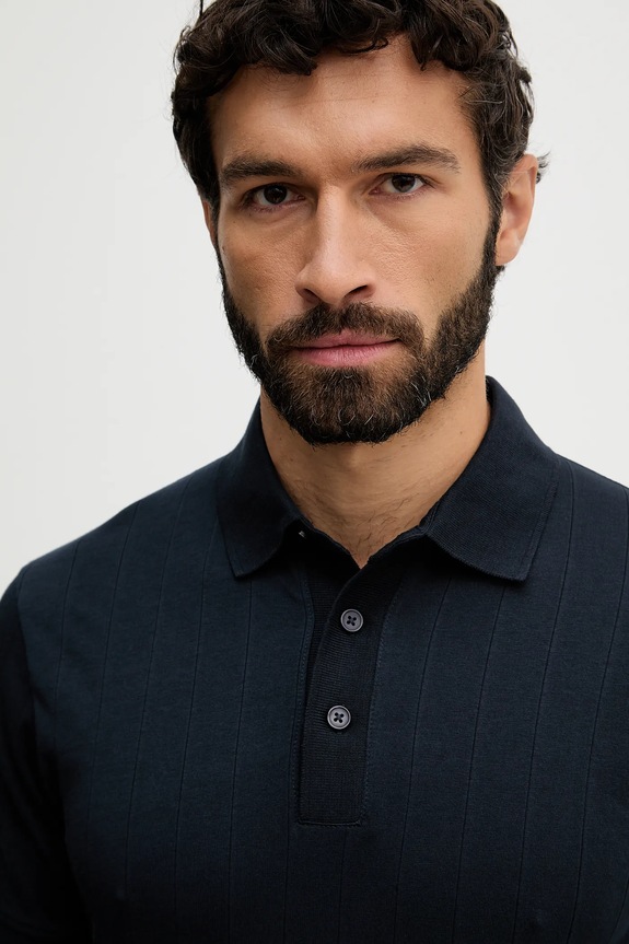 Βαμβακερό μπλουζάκι πόλο Lindbergh σκούρο μπλε 30.404062