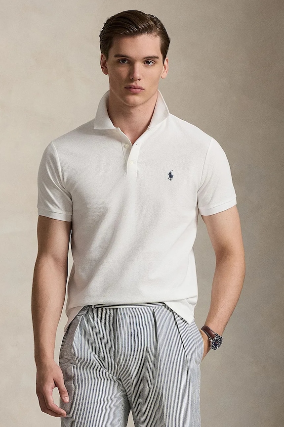 Bavlnené polo tričko Polo Ralph Lauren jednofarebný biela 710B13479