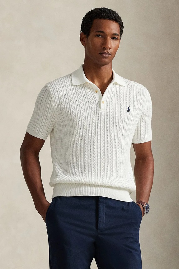 Bavlnené polo tričko Polo Ralph Lauren jednofarebný biela 710B13893