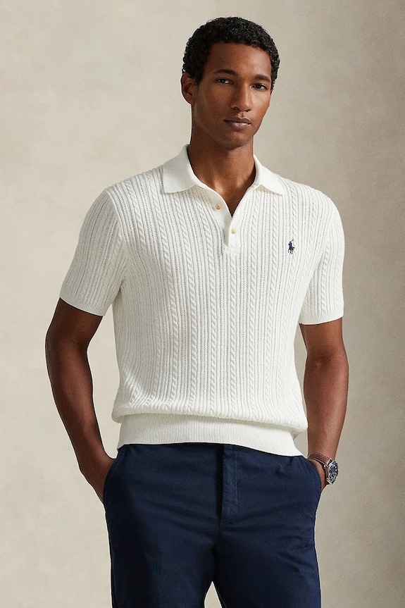 Bavlnené polo tričko Polo Ralph Lauren jednofarebný biela 710B13893