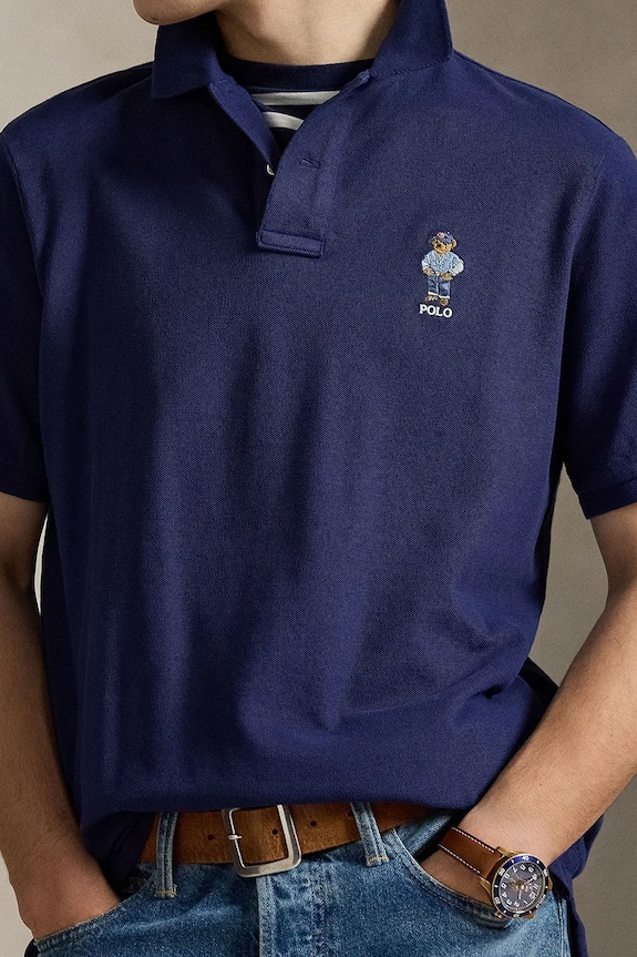 Bavlnené polo tričko Polo Ralph Lauren modrá 710B14620