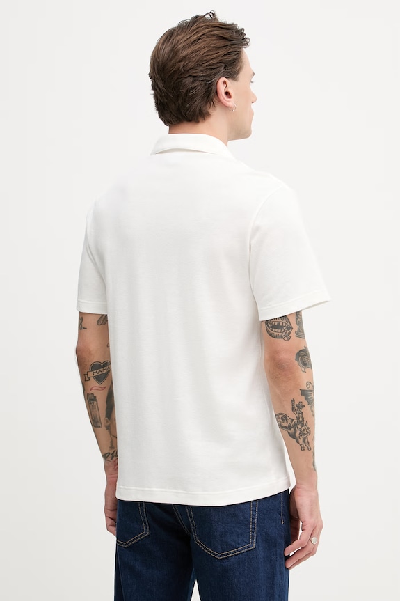 Îmbrăcăminte Lacoste polo bărbați cu amestec de in PH2449 bej