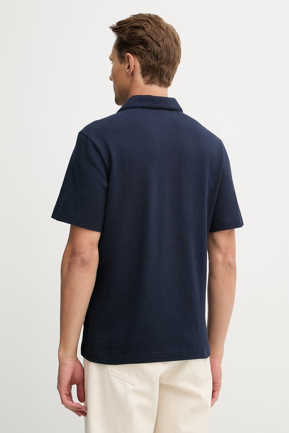 Îmbrăcăminte Lacoste polo cu amestec de in pentru bărbați PH2449 bleumarin