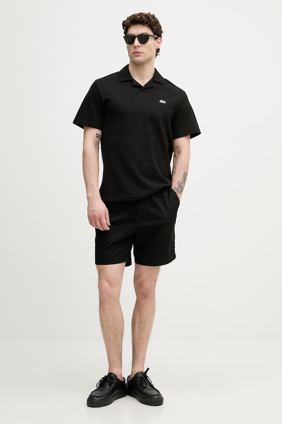 Lacoste polo de bărbați cu amestec de in PH2449 negru SS26