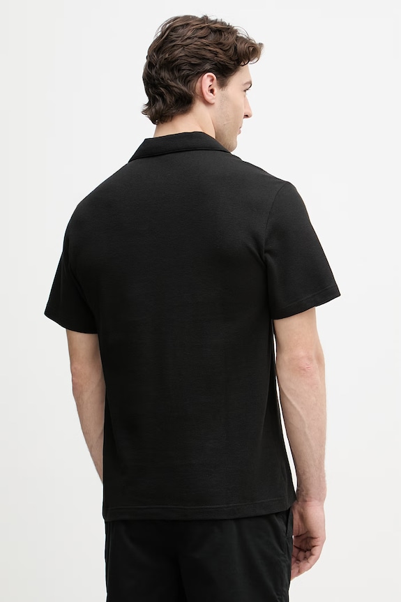 Îmbrăcăminte Lacoste polo de bărbați cu amestec de in PH2449 negru
