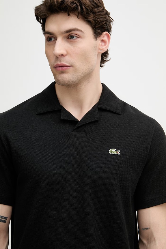 Lacoste polo de bărbați cu amestec de in negru PH2449
