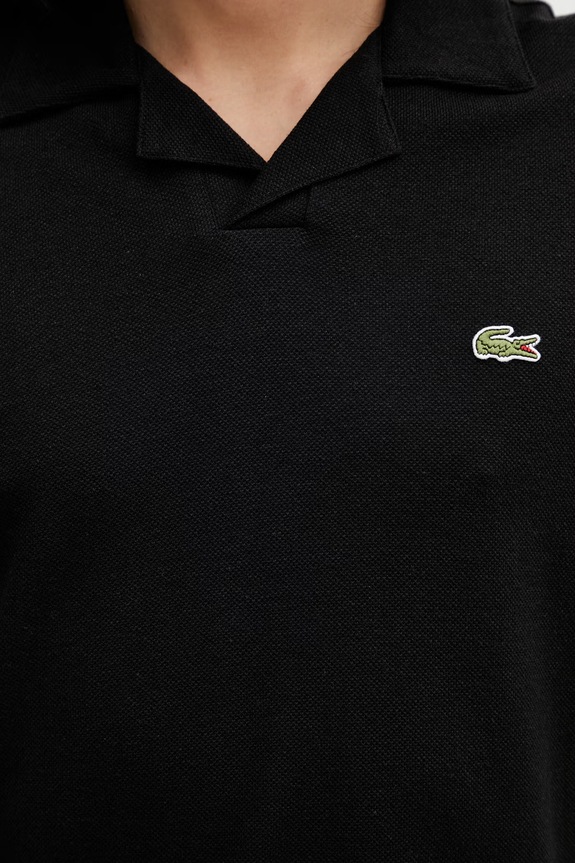 Lacoste polo pánské s příměsí lnu černá PH2449