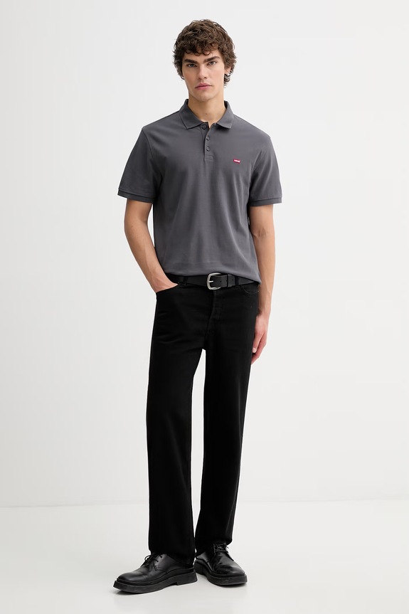 Βαμβακερό μπλουζάκι πόλο Levi's LEVIS HM POLO 35883.0352 γκρί SS26