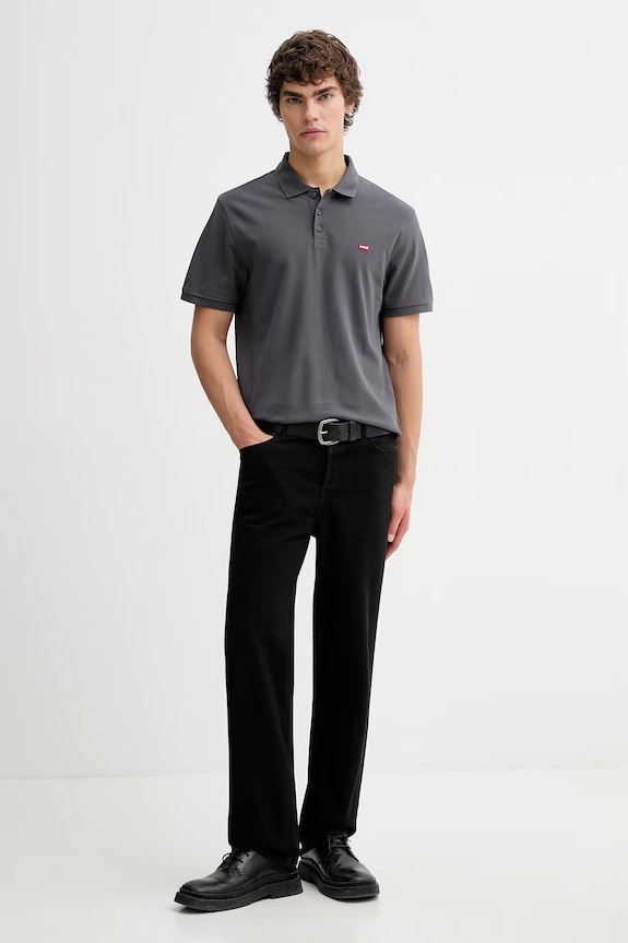 Βαμβακερό μπλουζάκι πόλο Levi's LEVIS HM POLO 35883.0352 γκρί SS26