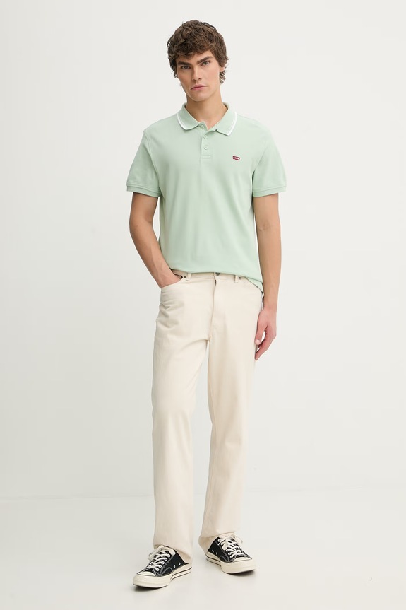 Βαμβακερό μπλουζάκι πόλο Levi's LEVIS HM POLO 35883.0371 πράσινο SS26