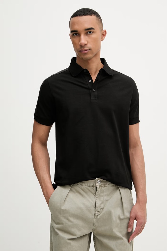 Karl Lagerfeld polo pentru bărbați, cu bumbac negru 562235.745019
