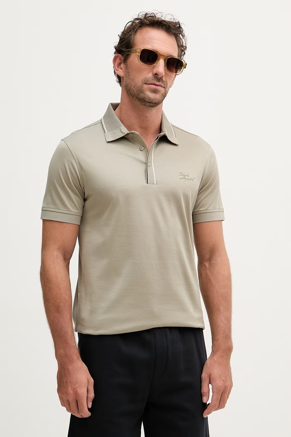 Karl Lagerfeld polo męskie bawełniane zielony 562200.745002